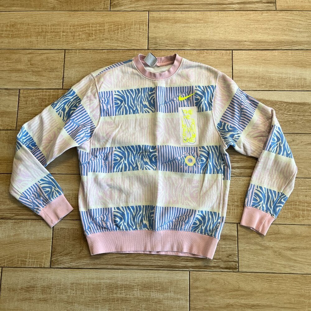 Mens Nike Pink/Blue "Trippy Safari" Crewneck Sweatshirt - S